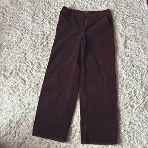 Uniqlo x De La Fressange High Rise Red Corduroy Pants